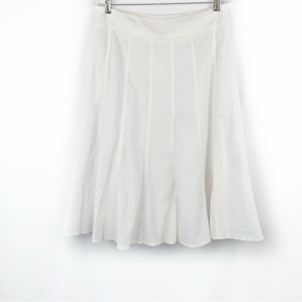 Dressbarn Linen Blend Ivory Midi Skirt